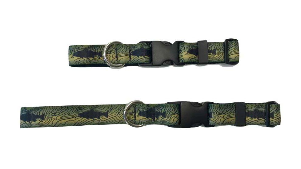 Wingo Outdoors Dog Collar - RepYourWater, Topo Trout, Large/X-Large, W-COL-513-LXL