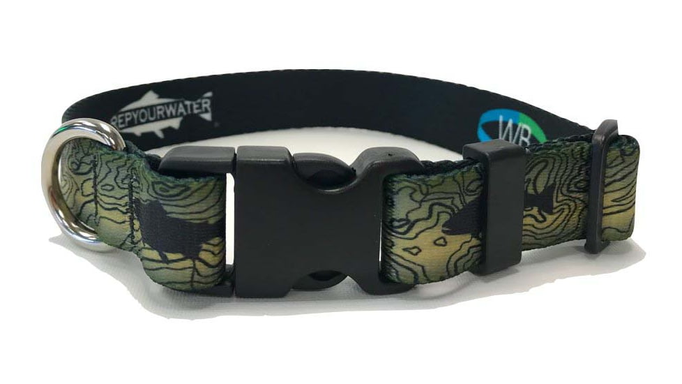 Wingo Outdoors Dog Collar - RepYourWater, Topo Trout, Large/X-Large, W-COL-513-LXL
