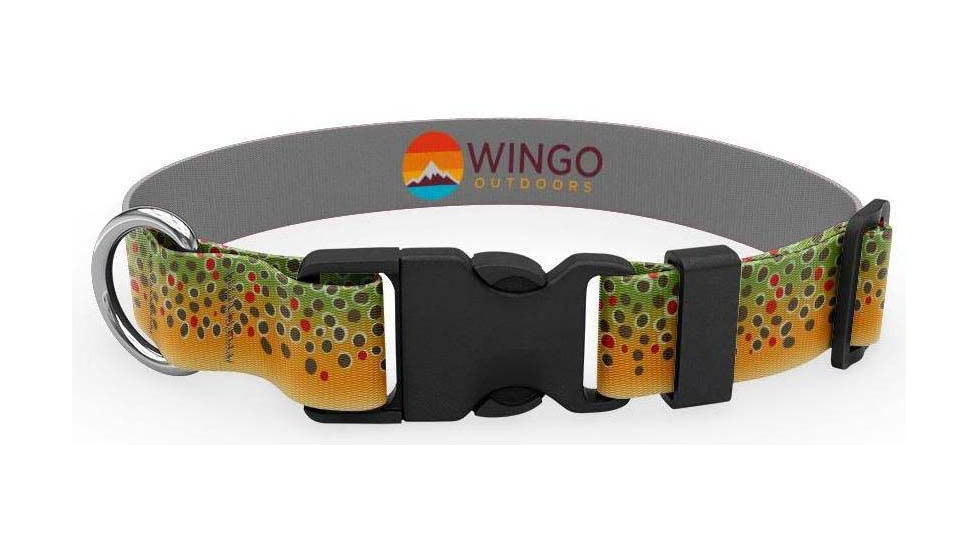 Wingo Outdoors Artisan Dog Collar, Brown Trout, Small/Medium, W-COL-123-SMD