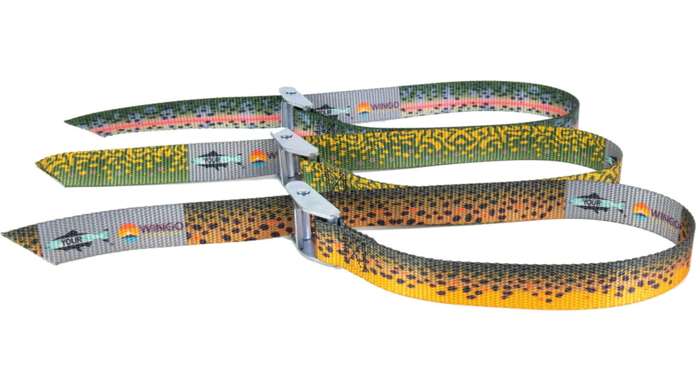 Wingo Outdoors Fish Skin Cam Strap - RepYourWater, Rainbow Trout, 2 foot length, W-CAM-509-2FT