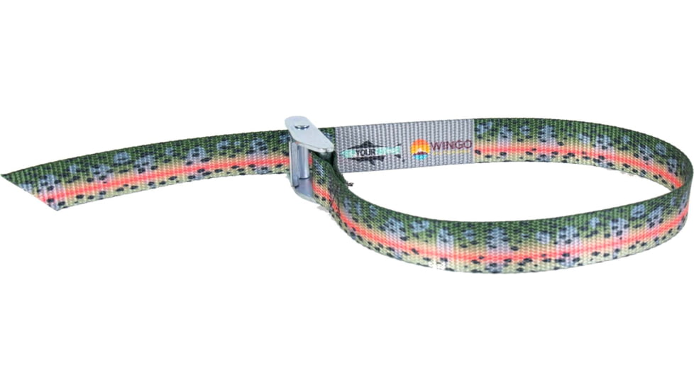 Wingo Outdoors Fish Skin Cam Strap - RepYourWater, Rainbow Trout, 2 foot length, W-CAM-509-2FT