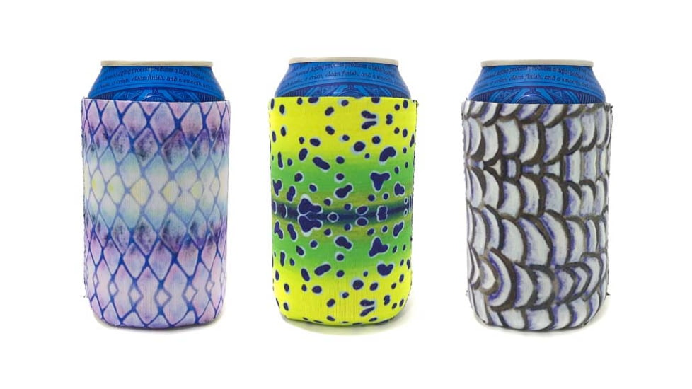 Wingo Outdoors Fish Skin Can Cooler 3-Pack, Bonefish/Mahi Mahi/Tarpon, Standard Can, W-CAN-SAL-3PK