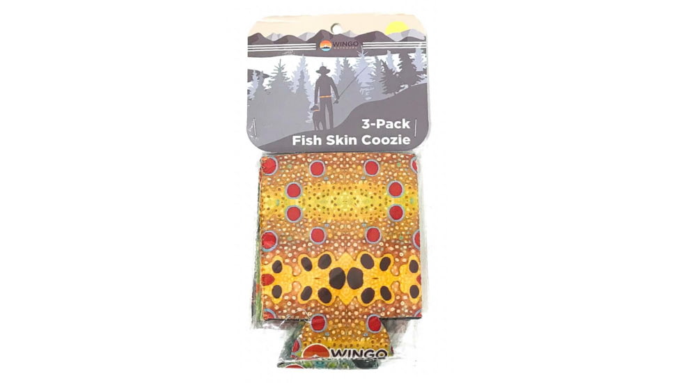 Wingo Outdoors Fish Skin Can Cooler 3-Pack, Brook/Brown/Rainbow, Standard Can, W-CAN-FRE-3PK