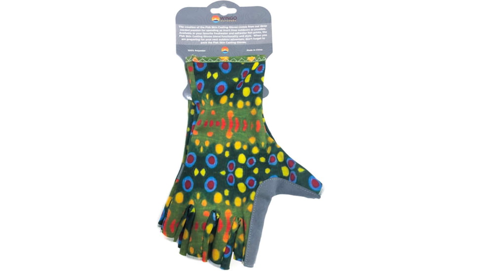 Wingo Outdoors Fish Skin Casting Gloves, Brook Trout, One Size Fits Most, W-CGL-103-OS
