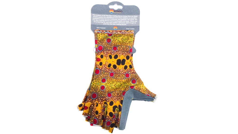 Wingo Outdoors Fish Skin Casting Gloves, Brown Trout, One Size Fits Most, W-CGL-104-OS