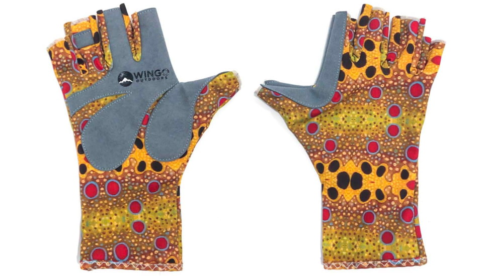 Wingo Outdoors Fish Skin Casting Gloves, Brown Trout, One Size Fits Most, W-CGL-104-OS