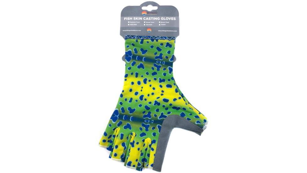 Wingo Outdoors Fish Skin Casting Gloves, Mahi Mahi, One Size Fits Most, W-CGL-109-OS