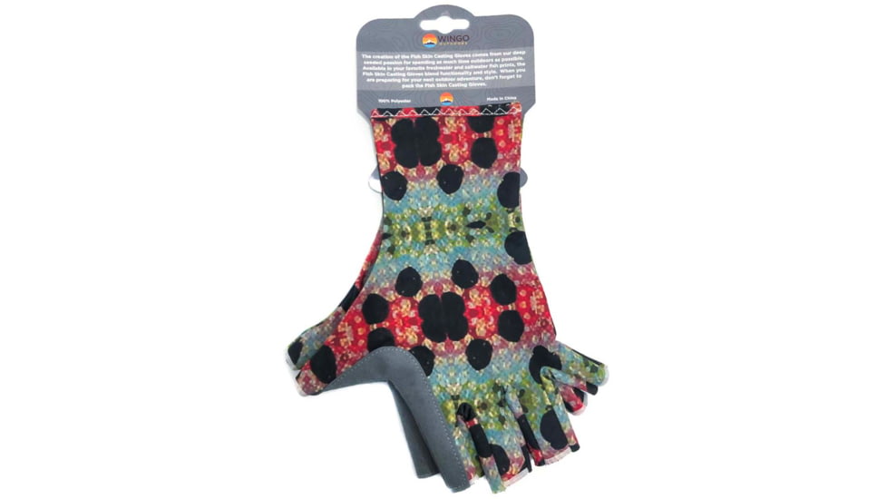 Wingo Outdoors Fish Skin Casting Gloves, Rainbow Trout, One Size Fits Most, W-CGL-112-OS