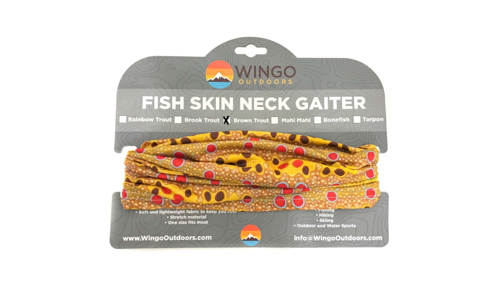 Wingo Outdoors Fish Skin Neck Gaiter, Brown Trout, One Size Fits Most, W-GAI-104-OS