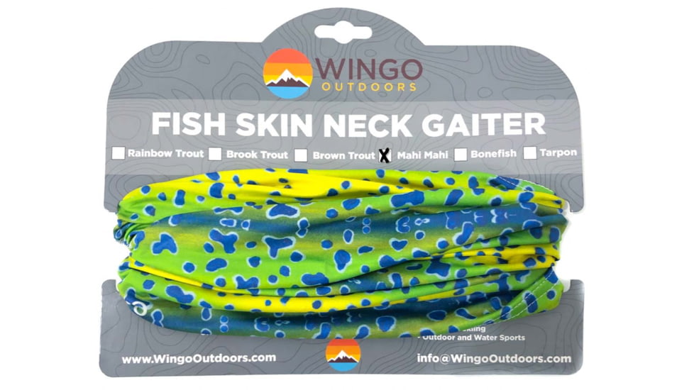 Wingo Outdoors Fish Skin Neck Gaiter, Mahi Mahi, One Size Fits Most, W-GAI-109-OS
