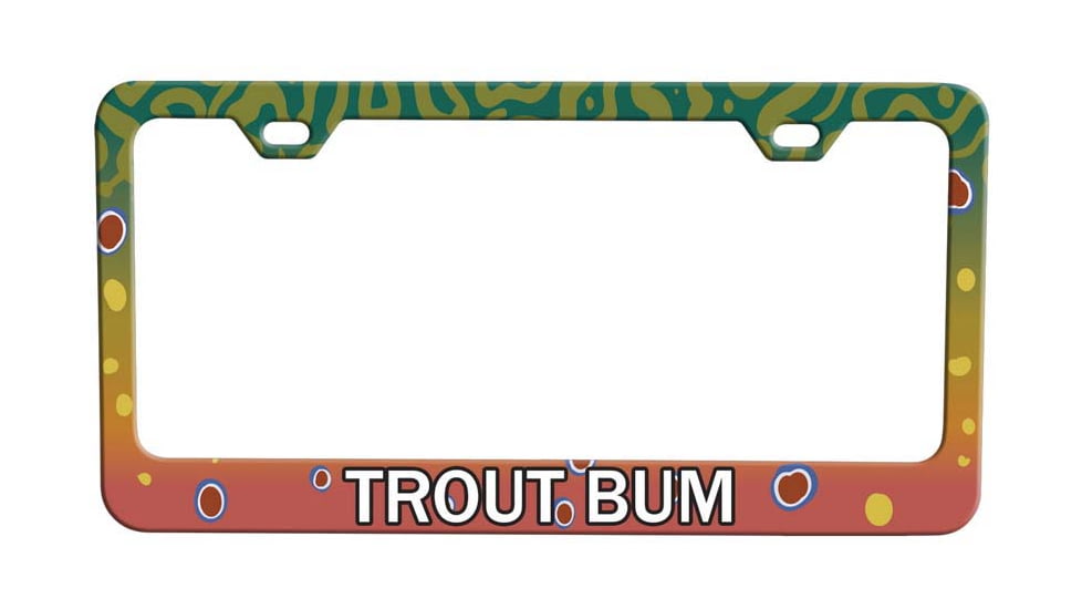 Wingo Outdoors License Plate Frame, Brook Trout/Trout Bum, W-LIC-122-TB