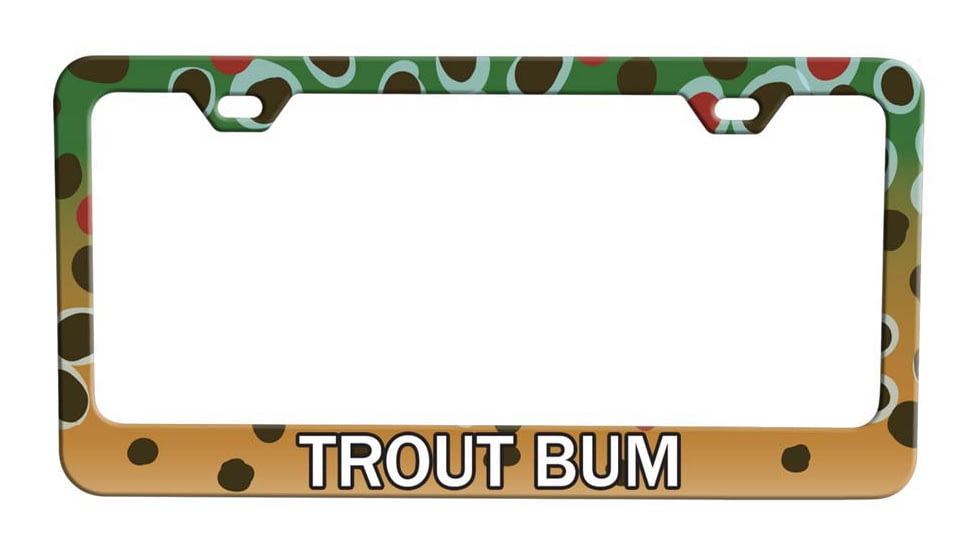Wingo Outdoors License Plate Frame, Brown Trout/Trout Bum, W-LIC-123-TB