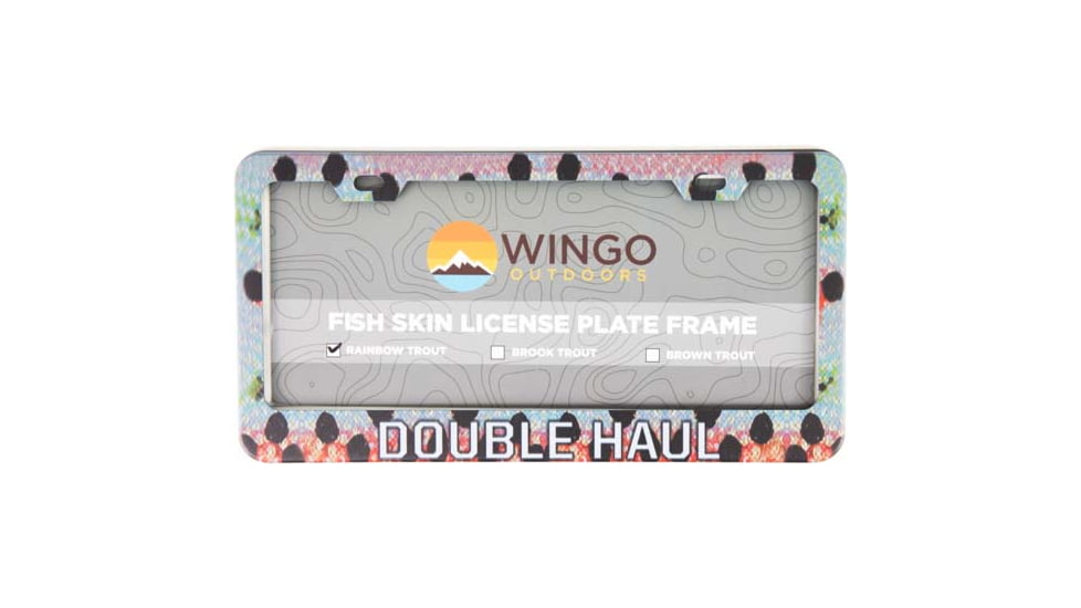 Wingo Outdoors License Plate Frame, Rainbow Trout, Double Haul, 12 x 7 inches, W-LIC-112-DH
