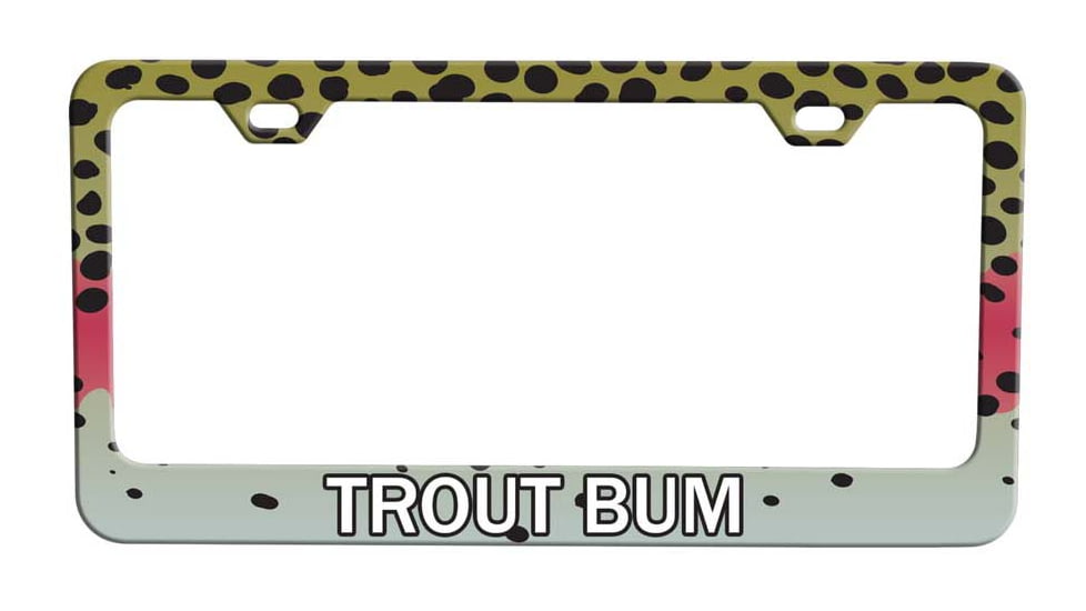 Wingo Outdoors License Plate Frame, Rainbow Trout/Trout Bum, W-LIC-124-TB