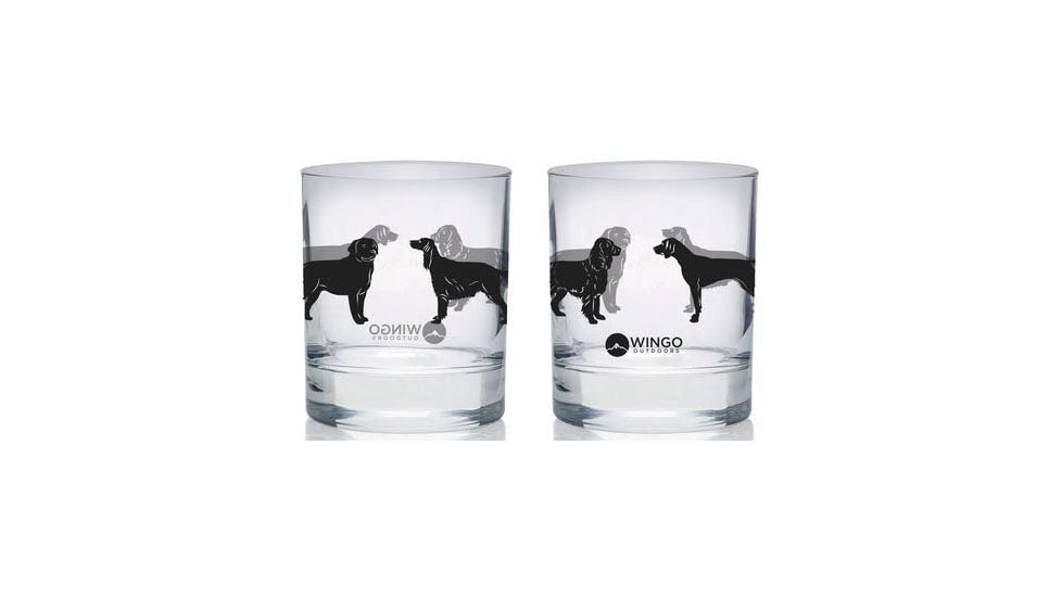 Wingo Outdoors Lowball Glasses, 2-Pack, 10oz, Sporting Dogs, W-DRW-147-2LB