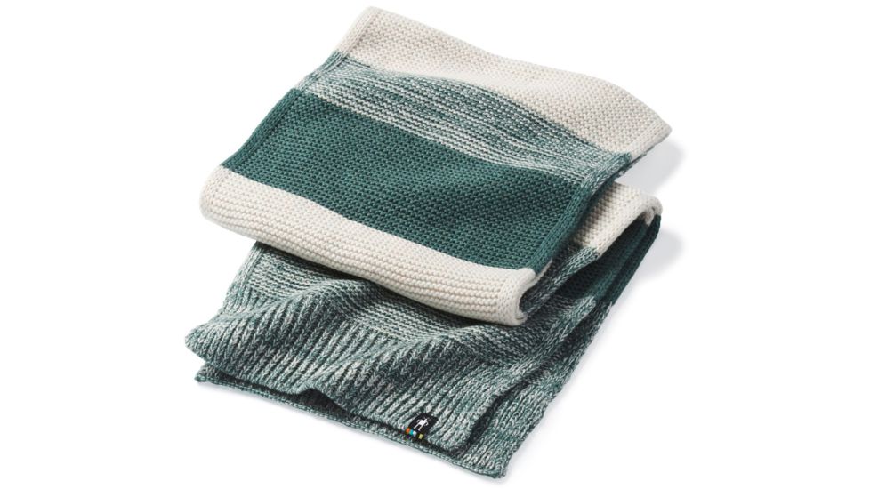 Smartwool Winter Valley Stripe Scarf-Unisex, Mediterranean Green H-Moonbeam Heather, Unisex Medium, SW000444B19-1FM