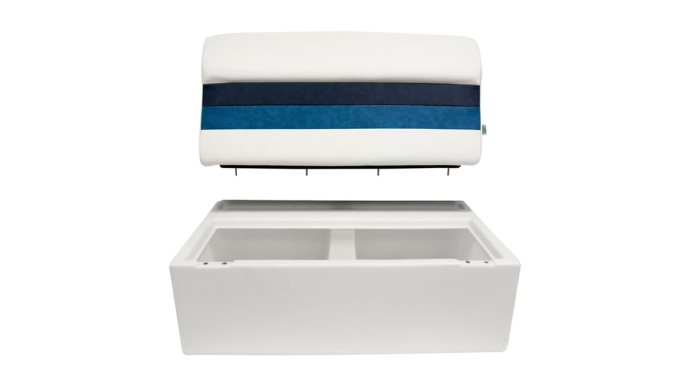 Wise Deluxe Pontoon 36in Pontoon Bench Seat, White/Navy/Blue, Large, 8WD100-1008