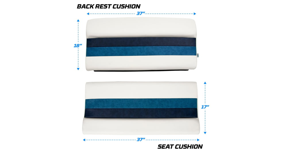 Wise Deluxe Pontoon 36in Pontoon Bench Seat, White/Navy/Blue, Large, 8WD100-1008