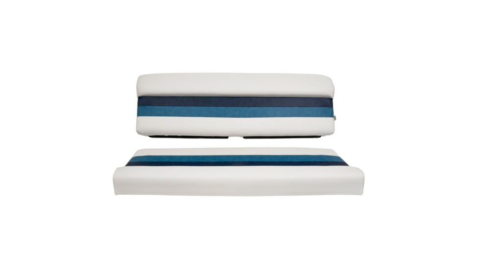Wise Deluxe Pontoon 55in Pontoon Bench Seat, White/Navy/Blue, Large, 8WD106-1008
