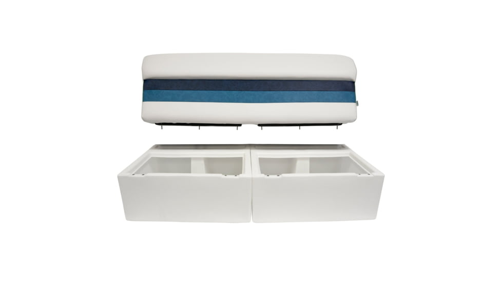 Wise Deluxe Pontoon 55in Pontoon Bench Seat, White/Navy/Blue, Large, 8WD106-1008