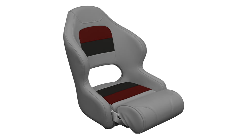 Wise Deluxe Pontoon Bucket Seat w/ Bolster, Grey/Red/Charcoal, Large, 8WD3315-1012