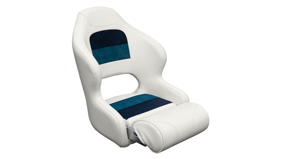 Wise Deluxe Pontoon Bucket Seat w/ Bolster, White/Navy/Blue, Large, 8WD3315-1008