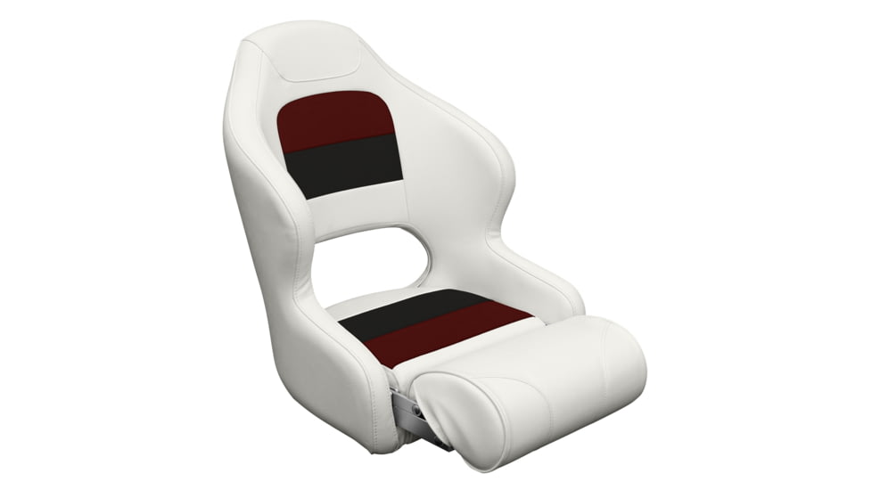 Wise Deluxe Pontoon Bucket Seat w/ Bolster, White/Red/Charcoal, Large, 8WD3315-1009