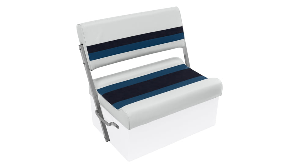 Wise Deluxe Pontoon Flip-Flop Seat, White/Navy/Blue, Large, 8WD125FF-1008