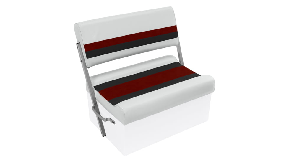Wise Deluxe Pontoon Flip-Flop Seat, White/Red/Charcoal, Large, 8WD125FF-1009