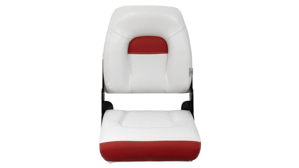 Wise DLX Pontoon Fold Down Seat, Brite White/Crimson Red, Medium, DLX1461-1906