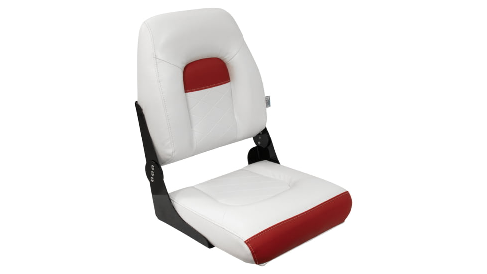 Wise DLX Pontoon Fold Down Seat, Brite White/Crimson Red, Medium, DLX1461-1906