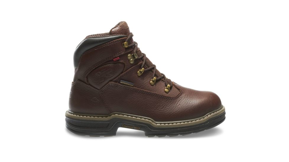 Wolverine Buccaneer Steel-Toe Waterproof 6in Work Boot - Mens, Dark Brown, 7.5 US, Medium, W04820-07.5M