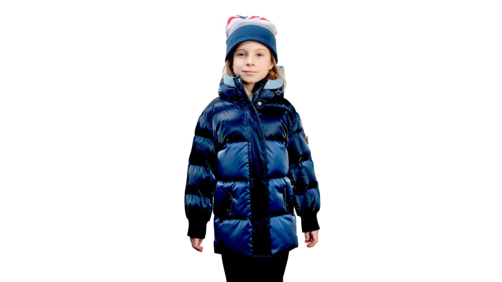 Woodpecker Chickadee Long Coat - Kids, Blue/Blue Trim, 4-5, 688130589086