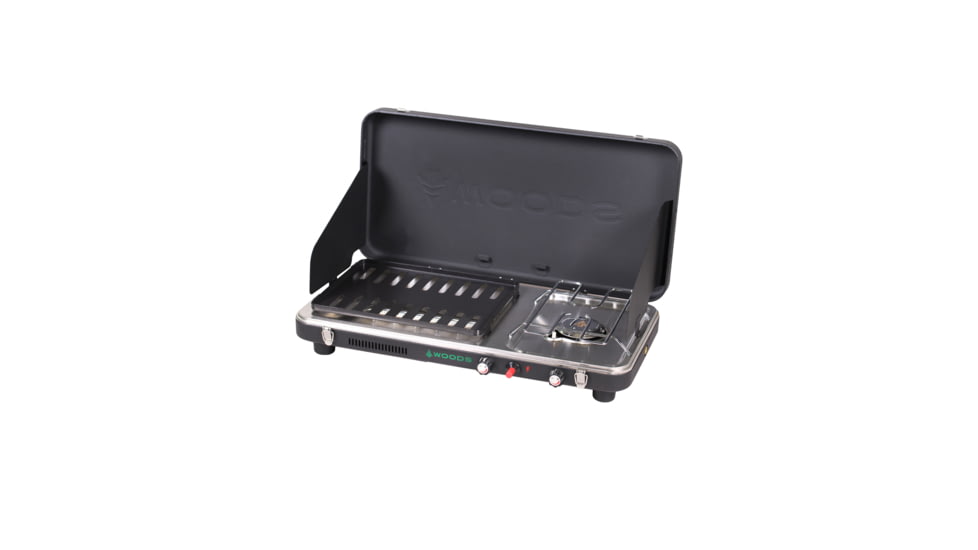 Woods 2-in-1 Grill &amp; Burner Propane Camping Stove, Black, CTI0765983