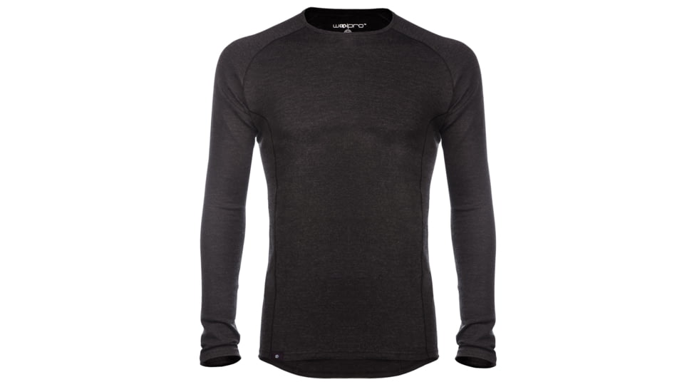 WoolPro Agena Midweight Merino Crew Top - Mens-Anthracite-Large