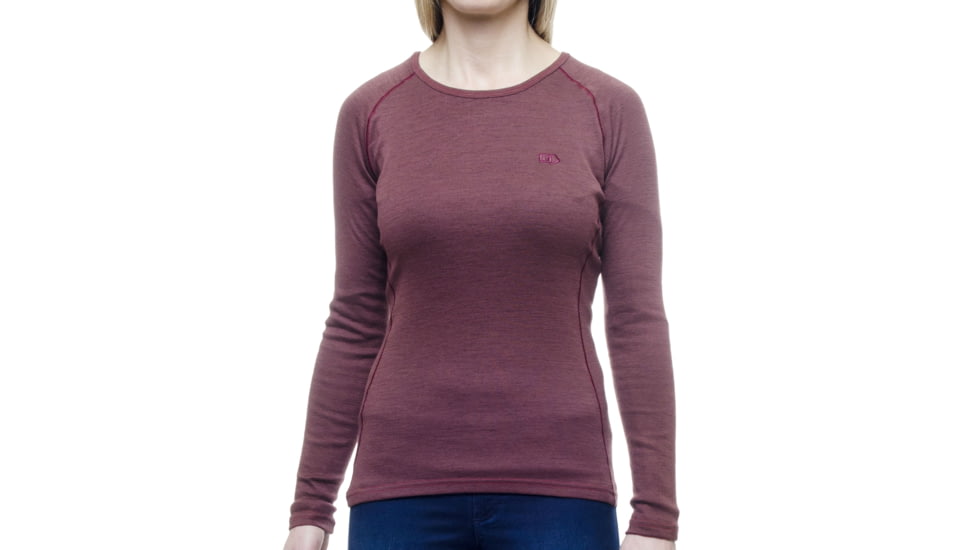 WoolPro Agena Midweight Merino Crew Top - Women's-Dark Ruby-Small