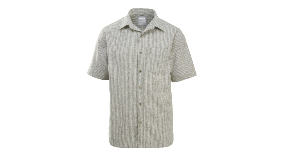 Woolrich Men's Hemp Short-Sleeve Shirt, Olive Bark Stripe, L 6002-OBS-OLIVEBARKSTRIPE-L-DEMO