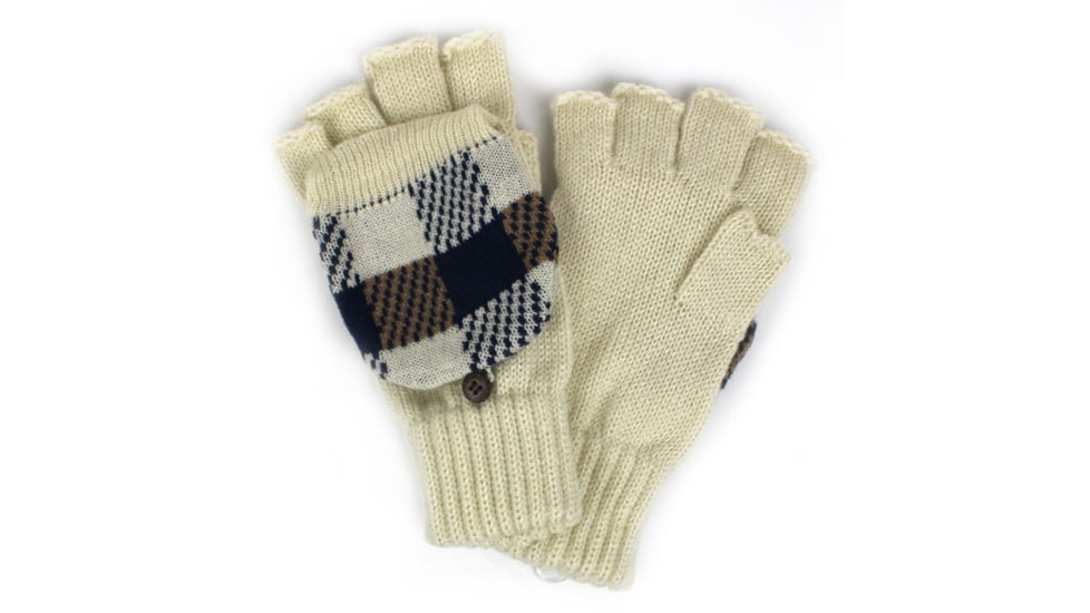 Woolrich Plaid Pop Over Mitts, Wheat Plaid, One Size, Q40009-Wheat Plaid