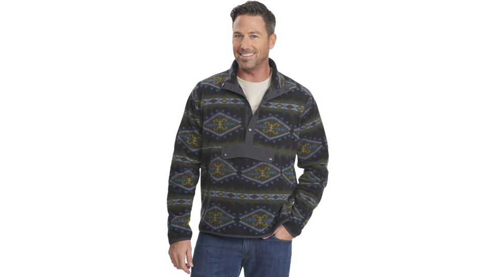 Woolrich Trail Blazing Printed Fleece Pullover - Mens-Coal-Large
