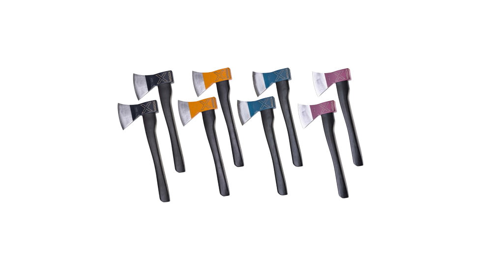 WOOX Thunderbird Throwing Axes, 8 Pack, 4in, Carbon Steel, Black, Hickory Wood Handle, BUAXE040SET