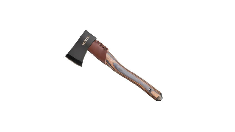 WOOX AX1 Tomahawk Axe, Black Bluing/Tiger Wood Handle, BU.AXE001.05