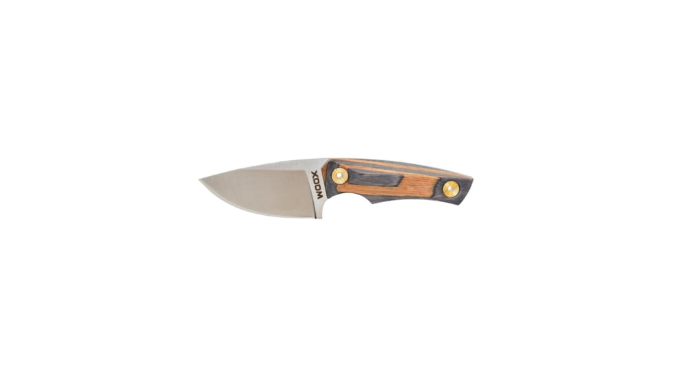 WOOX Bad Boy Fixed Blade Knife, 2.75in, D2 Steel, Drop Point, Tiger Wood Handle, BU.KNF031.01