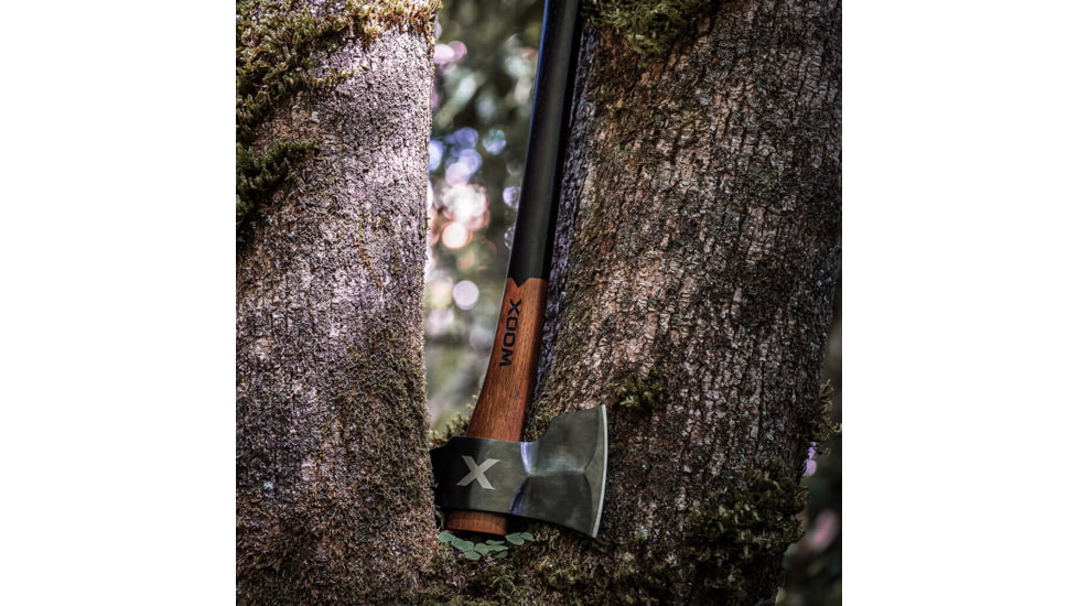 WOOX FORTE Axe w/Sheath, 4.25in, Blue Polished Carbon Steel Blade, Black Hickory, 3VX-A2-BUAXE0032