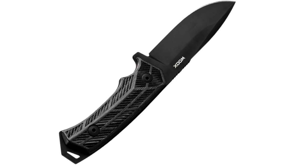 WOOX Rock 62 Fixed Blade Knife, 4.25 in, Drop Point, Mil-Spec Black, Sleipner Steel Blade, Engraved American Walnut Handle, Phantom Black, BU.KNF001.10