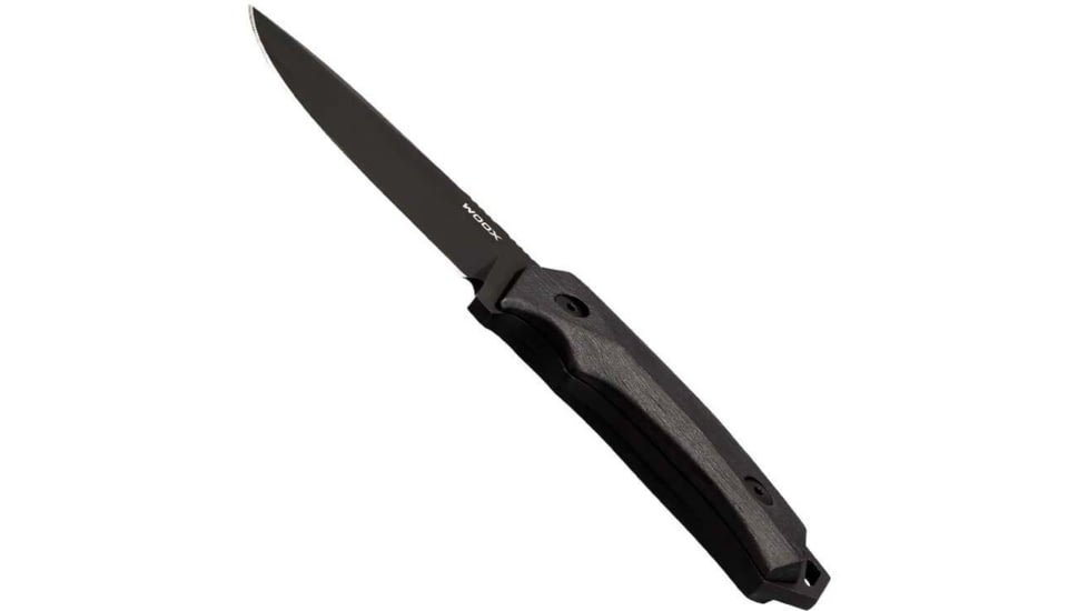 WOOX Rock 62 Fixed Blade Knife, 4.25 in, Drop Point, Mil-Spec Black, Sleipner Steel Blade, Plain American Walnut Handle, Phantom Black, BU.KNF001.09