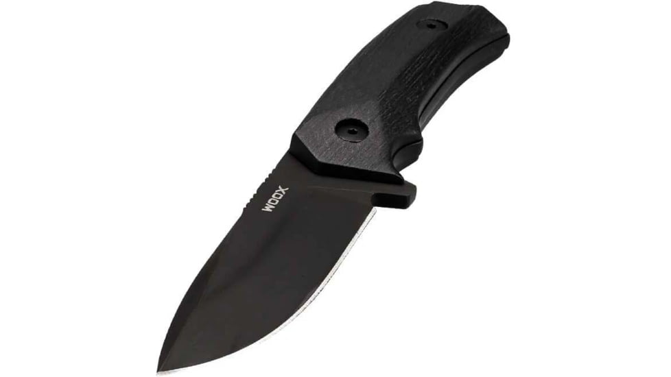 WOOX Rock 62 Fixed Blade Knife, 4.25 in, Drop Point, Mil-Spec Black, Sleipner Steel Blade, Plain American Walnut Handle, Phantom Black, BU.KNF001.09