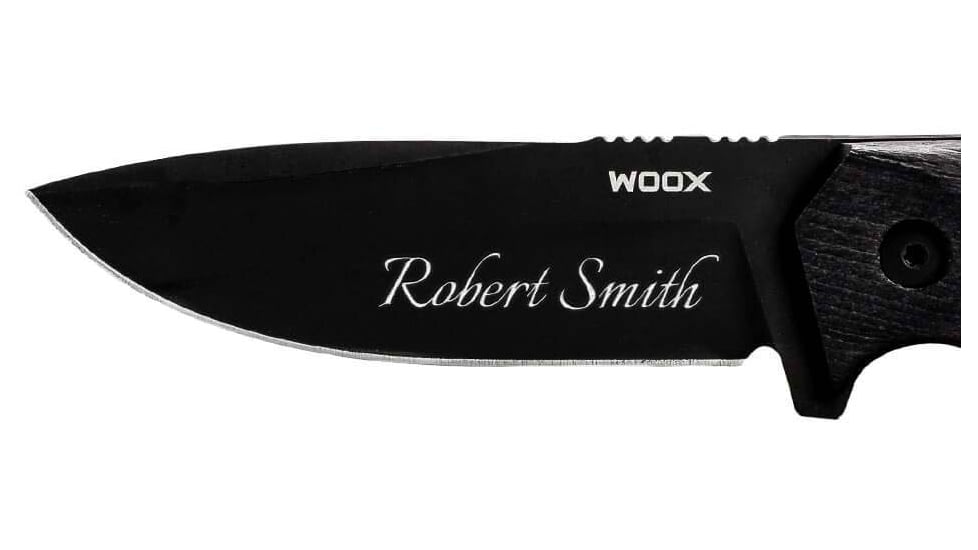 WOOX Rock 62 Fixed Blade Knife, 4.25 in, Drop Point, Mil-Spec Black, Sleipner Steel Blade, Plain American Walnut Handle, Phantom Black, BU.KNF001.09