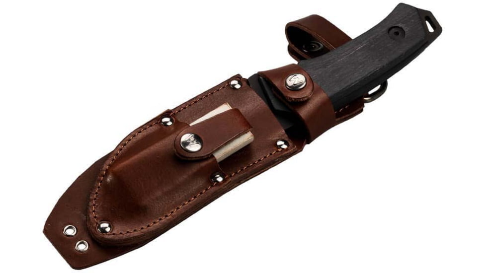 WOOX Rock 62 Fixed Blade Knife, 4.25 in, Drop Point, Mil-Spec Black, Sleipner Steel Blade, Plain American Walnut Handle, Phantom Black, BU.KNF001.09