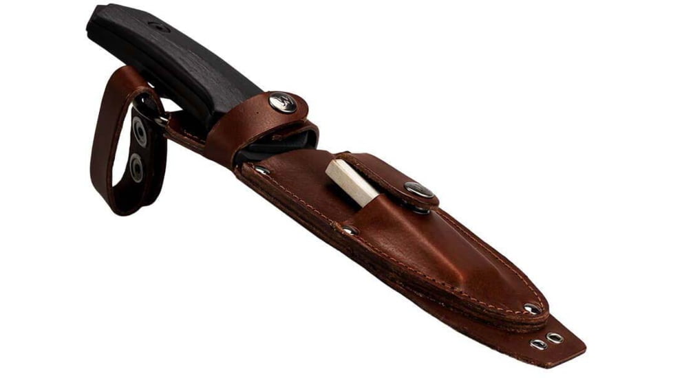 WOOX Rock 62 Fixed Blade Knife, 4.25 in, Drop Point, Mil-Spec Black, Sleipner Steel Blade, Plain American Walnut Handle, Phantom Black, BU.KNF001.09