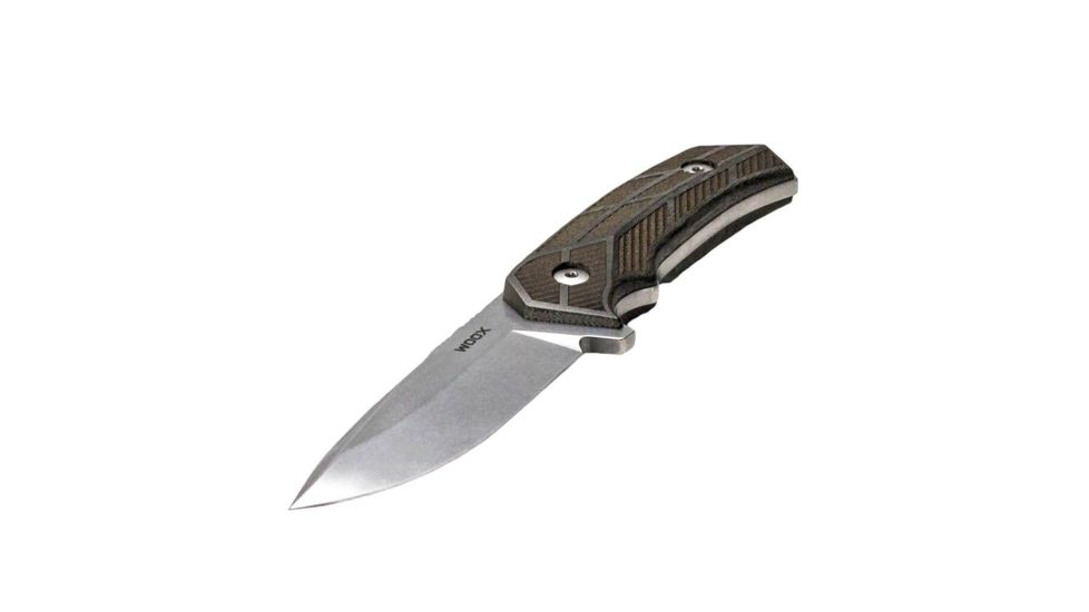 WOOX Rock 62 Fixed Blade Knife, 4.25 in, Drop Point, Stonewashed, Sleipner Steel Blade, Engraved German Micarta Handle, BU.KNF001.06